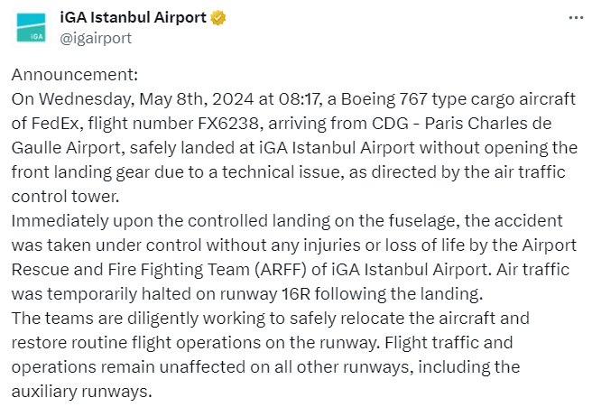 767货机着陆机头触地火花四溅! 6 767货机着陆机头触地火花四溅!